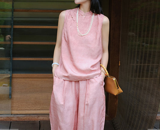 edoa Distressed Plant Dyed Tussah Silk Qipao