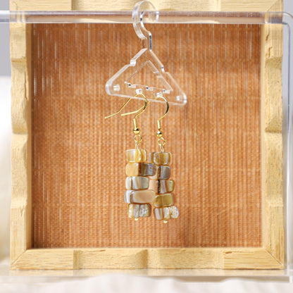 edoa Oat & Caramel | Organic Texture Stacked Shell Dangle Earrings