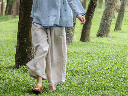 edoa Flax Linen Wide Leg Pants