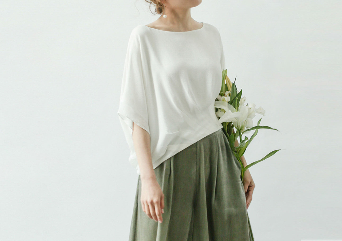 edoa Silk Crepe de Chine Pleated Crop Top