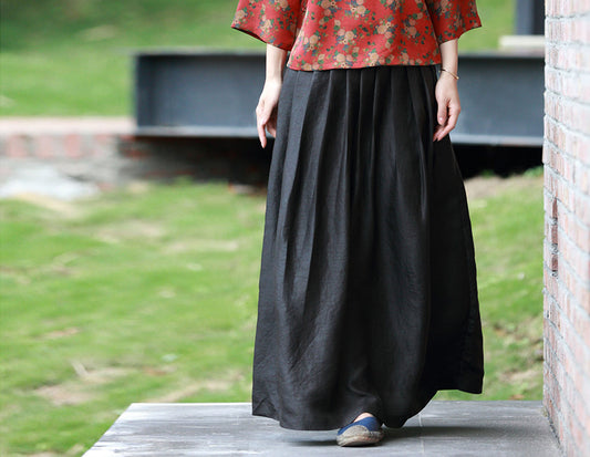 edoa Cracked Mud Silk Pleated Skirt