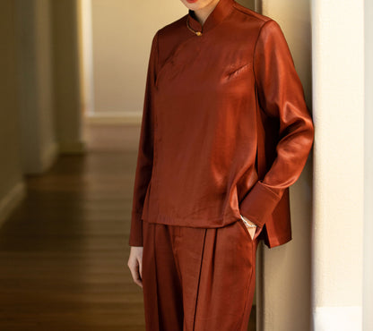 edoa Mud Silk Satin Blouse