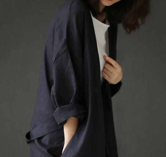 edoa Linen Kimono Wrap with Pockets