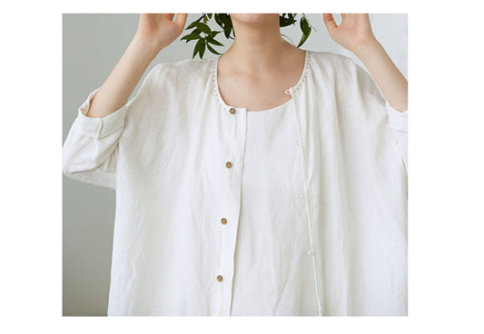 edoa Off White French Linen Jacket
