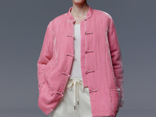 edoa Silk Velvet Quilted Jacket