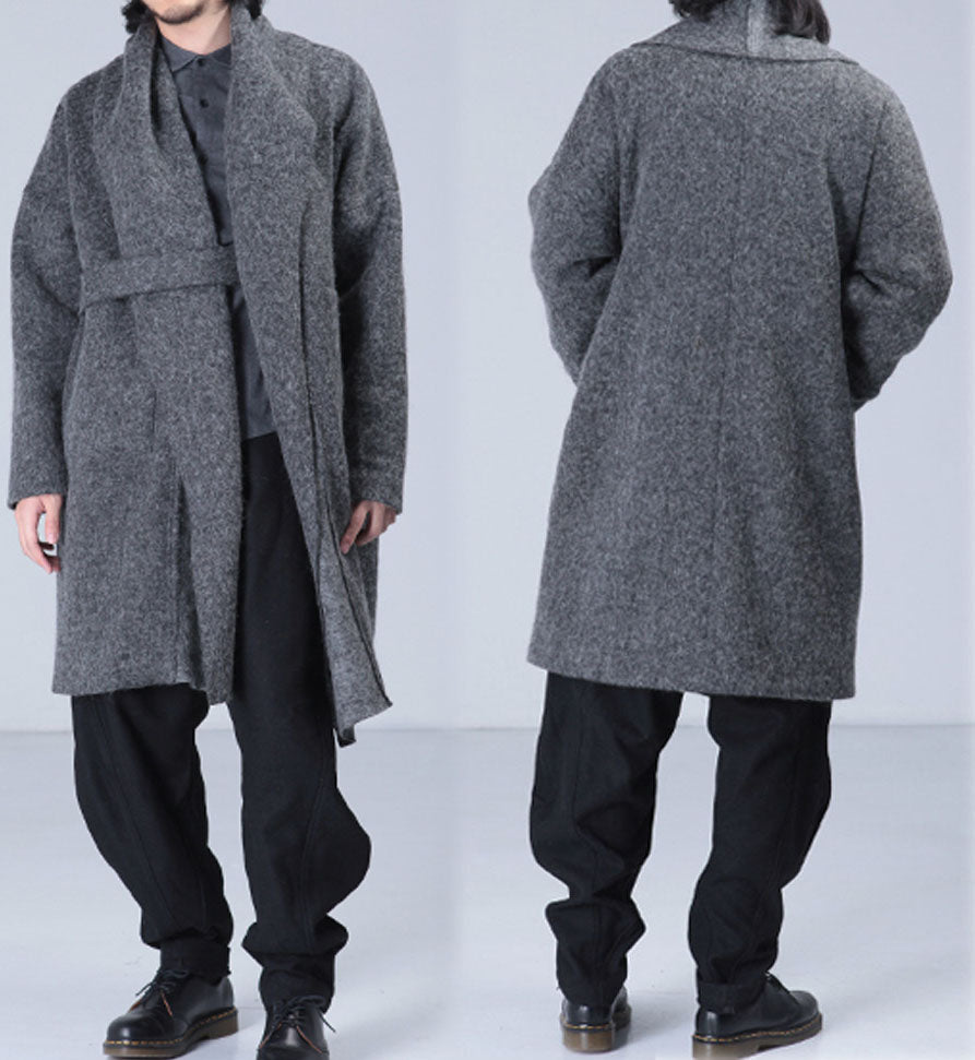 edoa Gray Knit Wool Coat