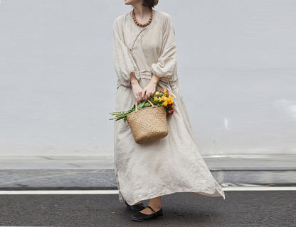 edoa Low Waist Flax Linen Dress