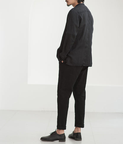 edoa Black High Counted Thin Ramie Shrit