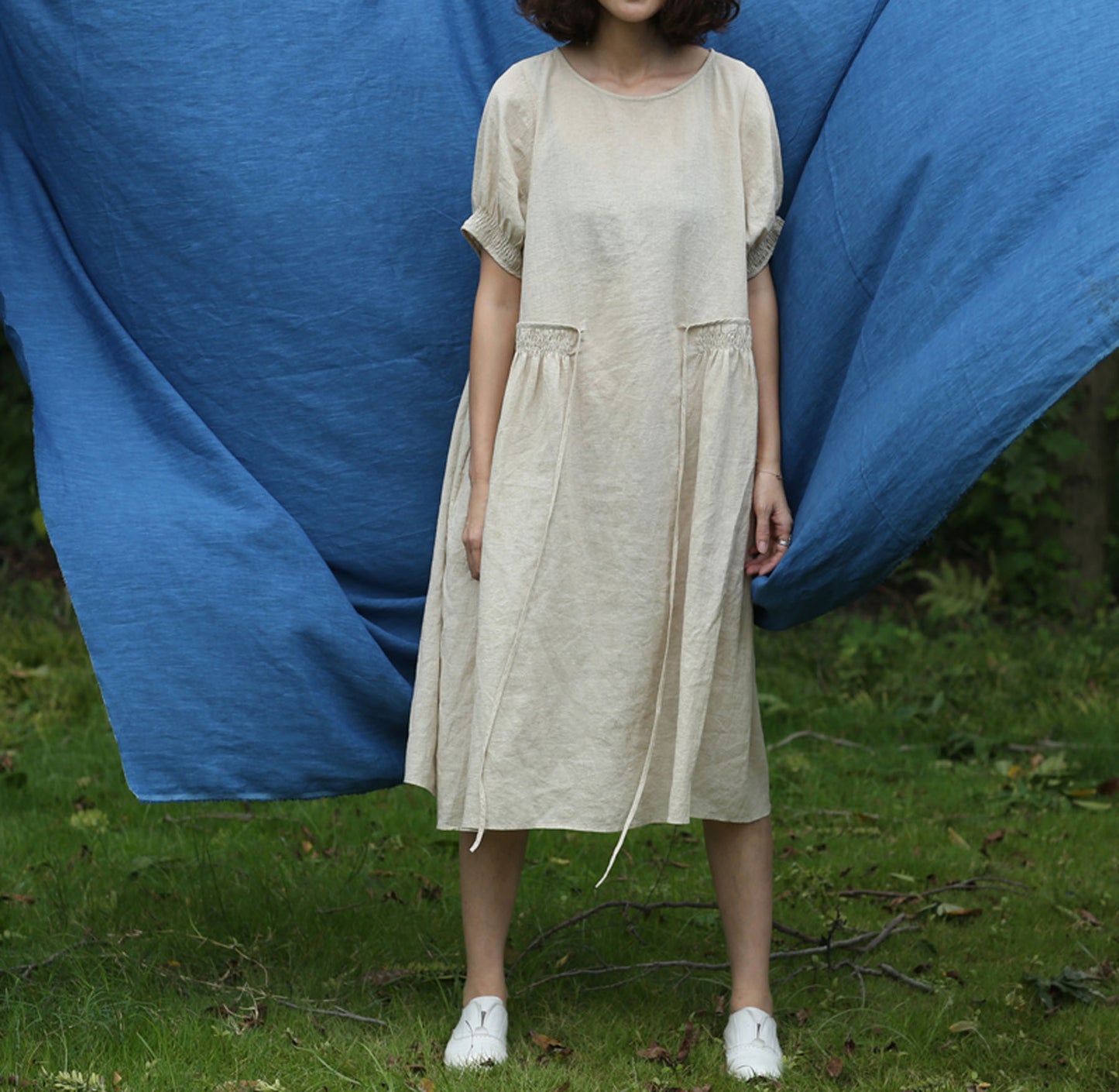 edoa French Linen Empire Style Dress 