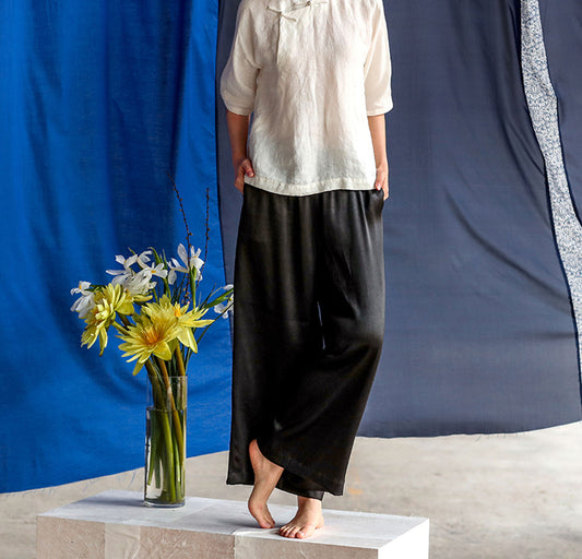 edoa Mud Silk Wide Leg Pants