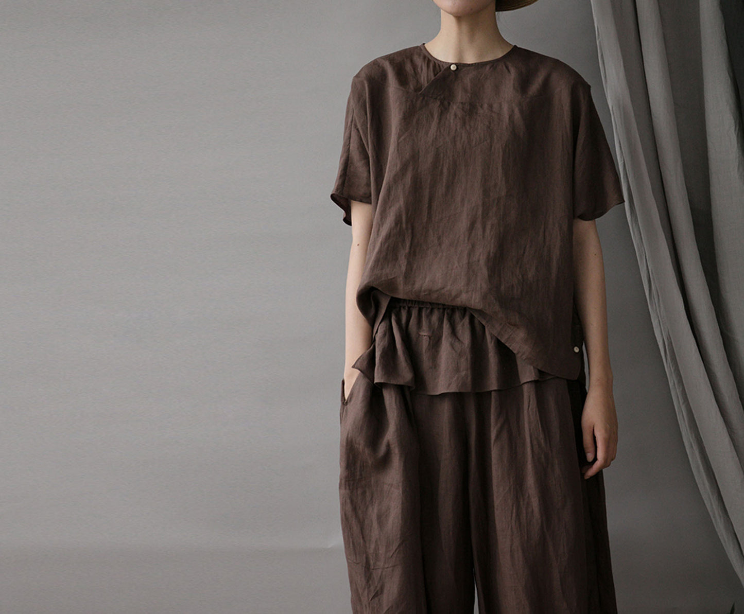 edoa Minimalist Thin Ramie Blouse 