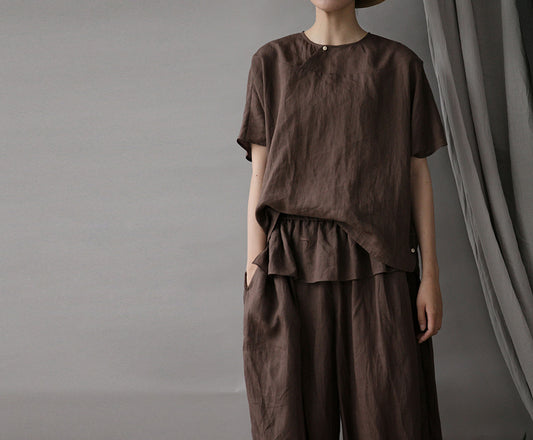 edoa Minimalist Thin Ramie Blouse 