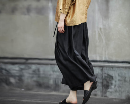 edoa Loose Fitting Mud Silk Charmeuse Pants