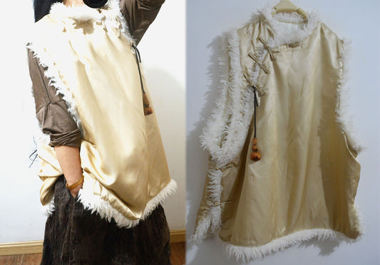 edoa Heavy Weight Silk Satin Modified Chinese Vest