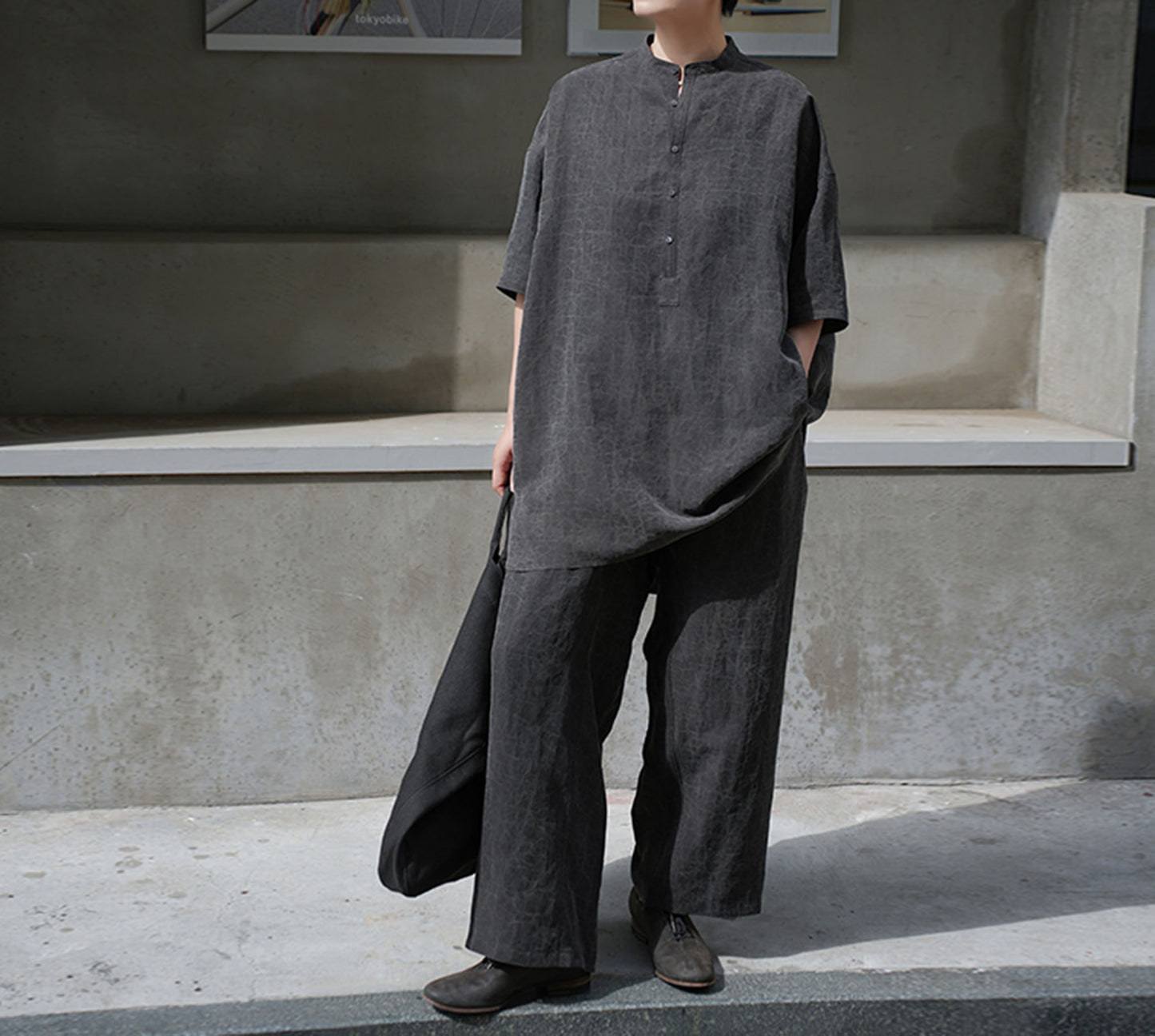 edoa Cracked Mud Silk Wide-leg Pants