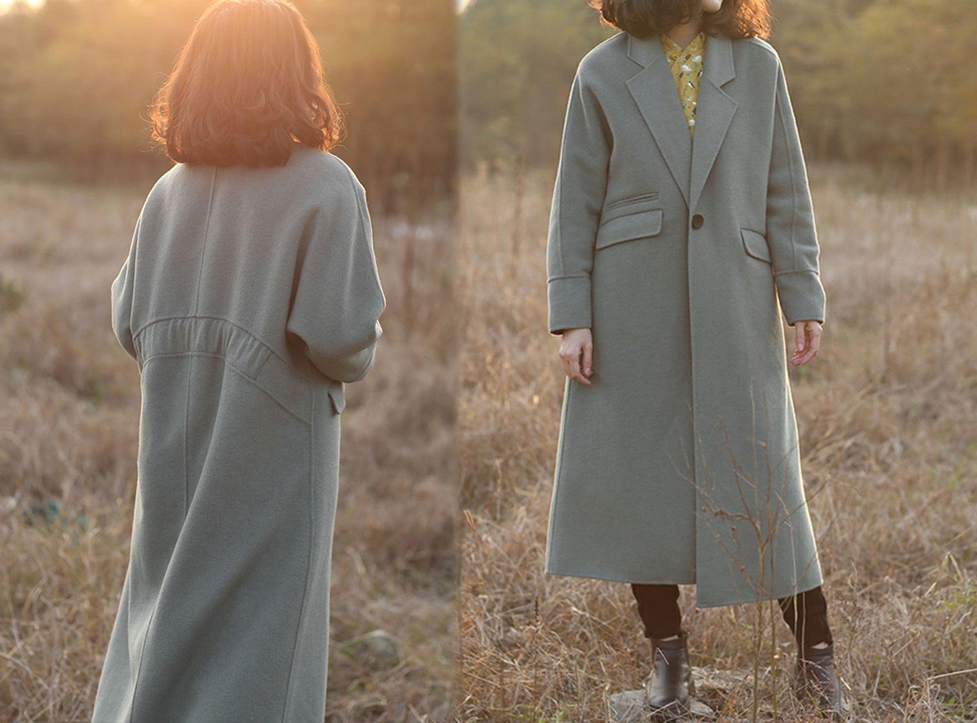 edoa Minimalist Double-faced Wool Cashmere Maxi Coat 