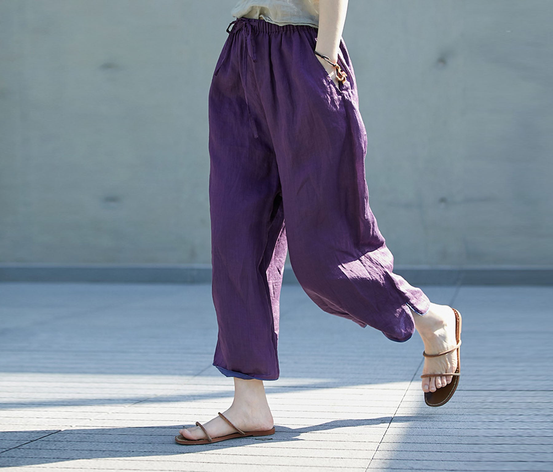 edoa High Counted Ramie Crop Pants