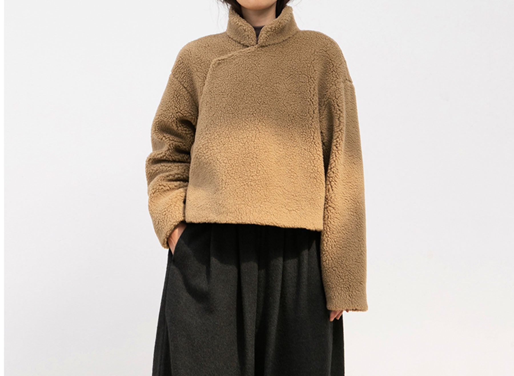edoa Sherpa Fleece Short Chinese Style Coat 