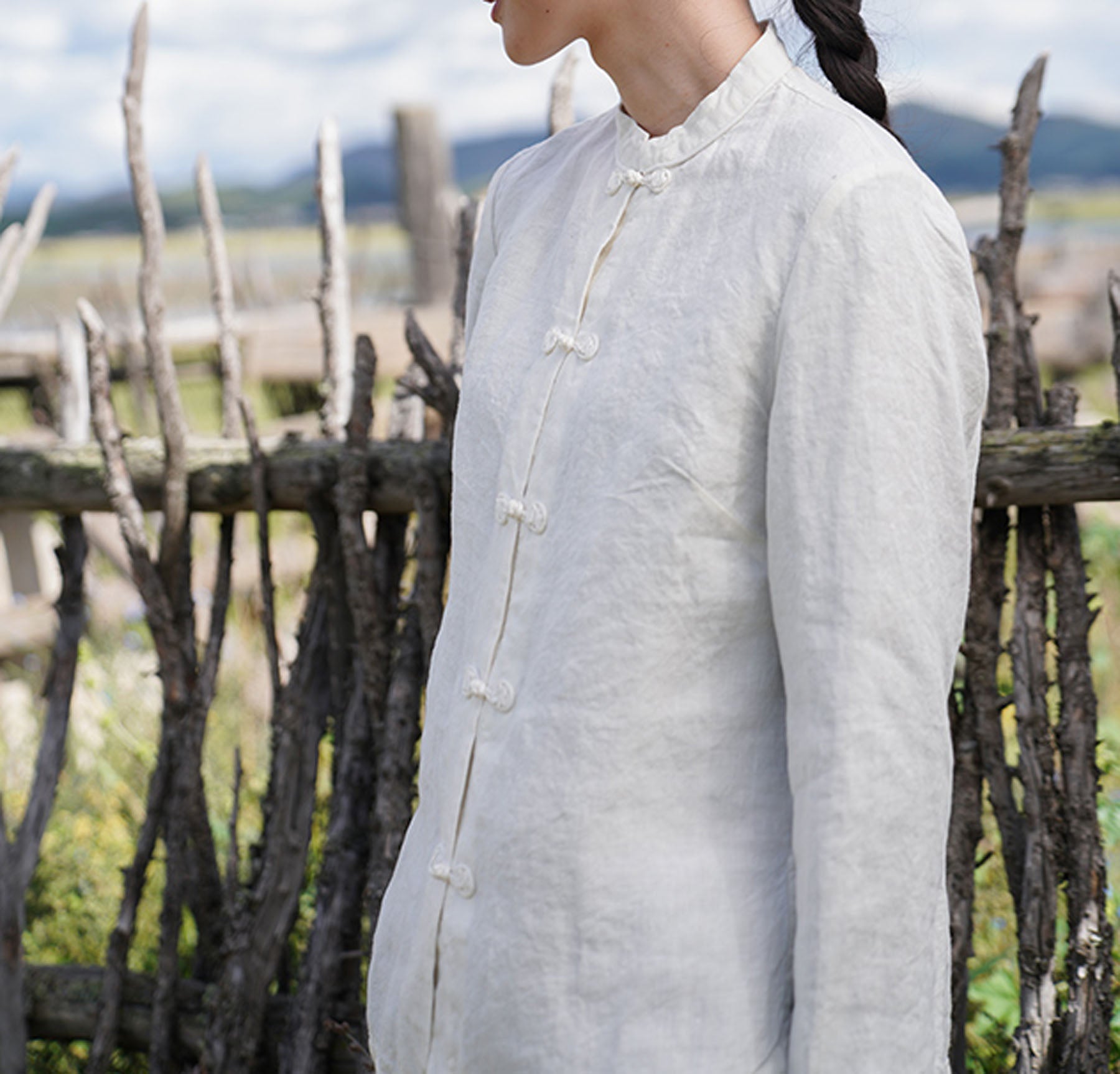 edoa Stone Washed Linen Cheongsam