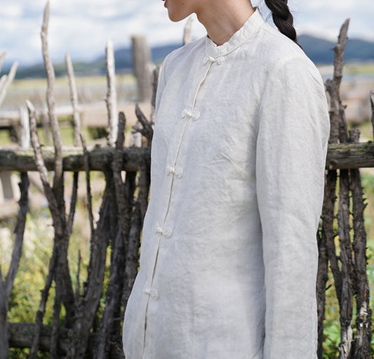 edoa Stone Washed Linen Cheongsam