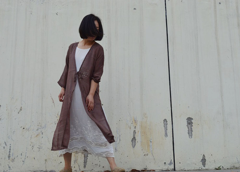 edoa Silk Linen Gauze Cardigan Jacket 