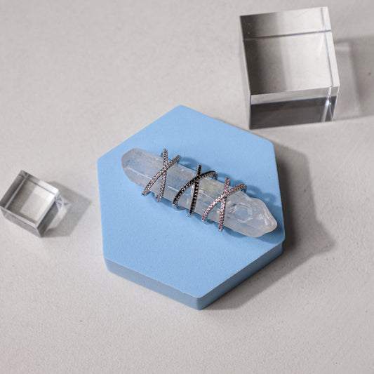 edoa Dual Orbit Gemstone Crossover Ring