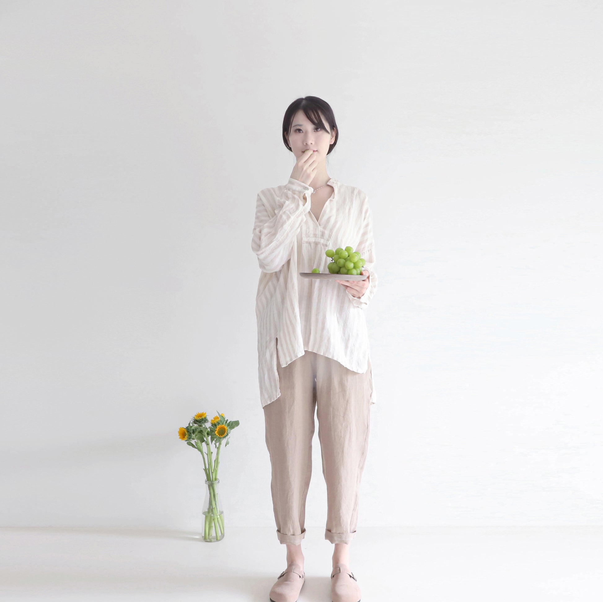 edoa linen striped blouse