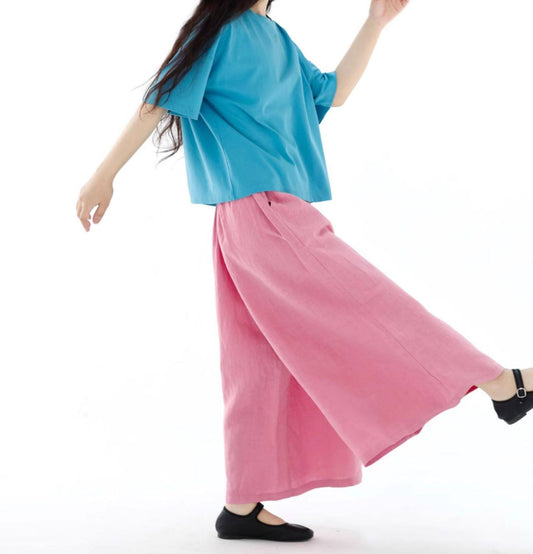 EDOA Stone-washed Linen Wide Leg Pants