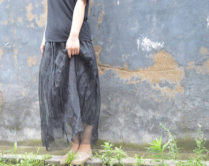 edoa Black Silk Organza Skirt 