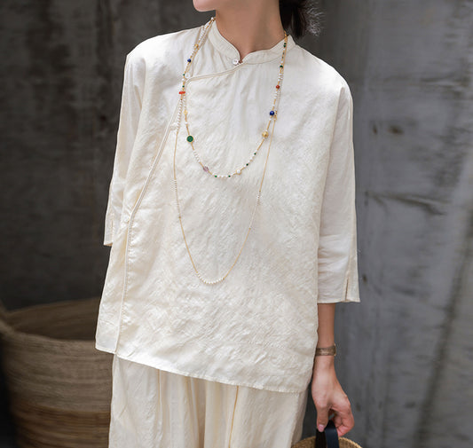 edoa Tussah Silk Qipao Top