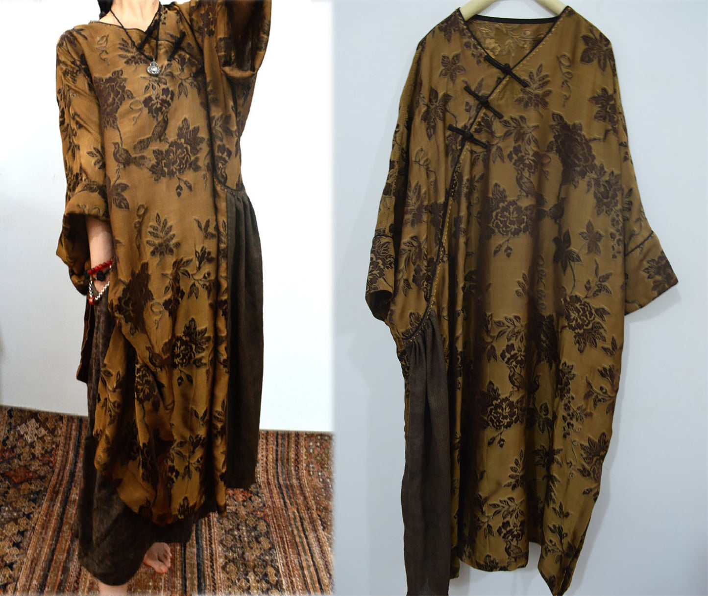 Oversized Mud Silk Jacquard Modified Qipao dr0162 X159