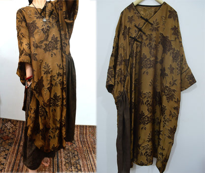 Oversized Mud Silk Jacquard Modified Qipao dr0162 X159