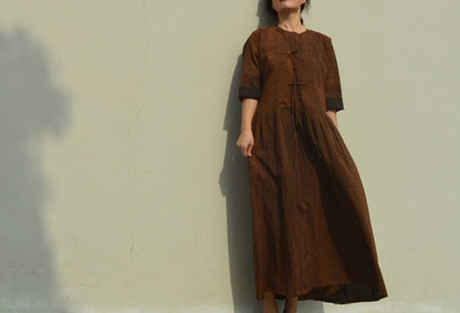 edoa Minimalist Cracked Mud Silk Dress 