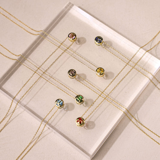 edoa Dainty Minimalist Zodiac Birthstone Necklace