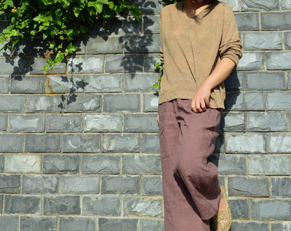 edoa Washed Linen Wide Leg Trousers