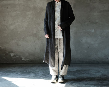 edoa Crinkled Linen Long Cargidan Coat