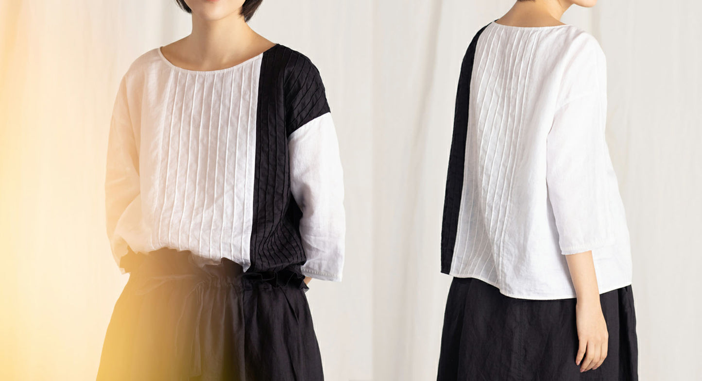 edoa Two-tone Linen Blouse