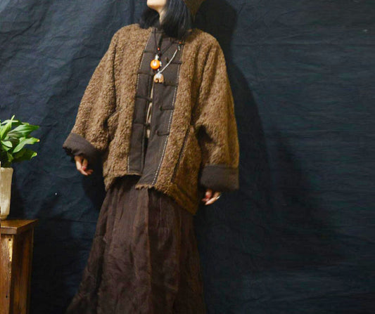 Brown Sherpa Wool Chinese Jacket ja0058 A777