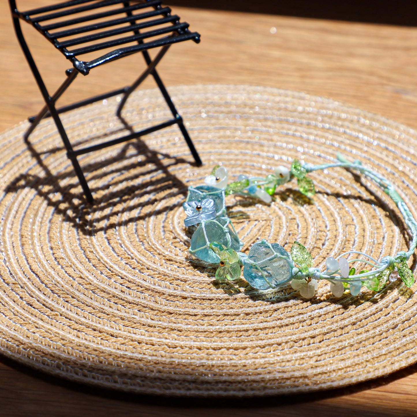 edoa Ethereal Blue Butterfly Braided Bracelet