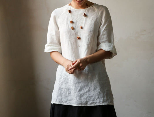 edoa Washed French Linen Tunic Top