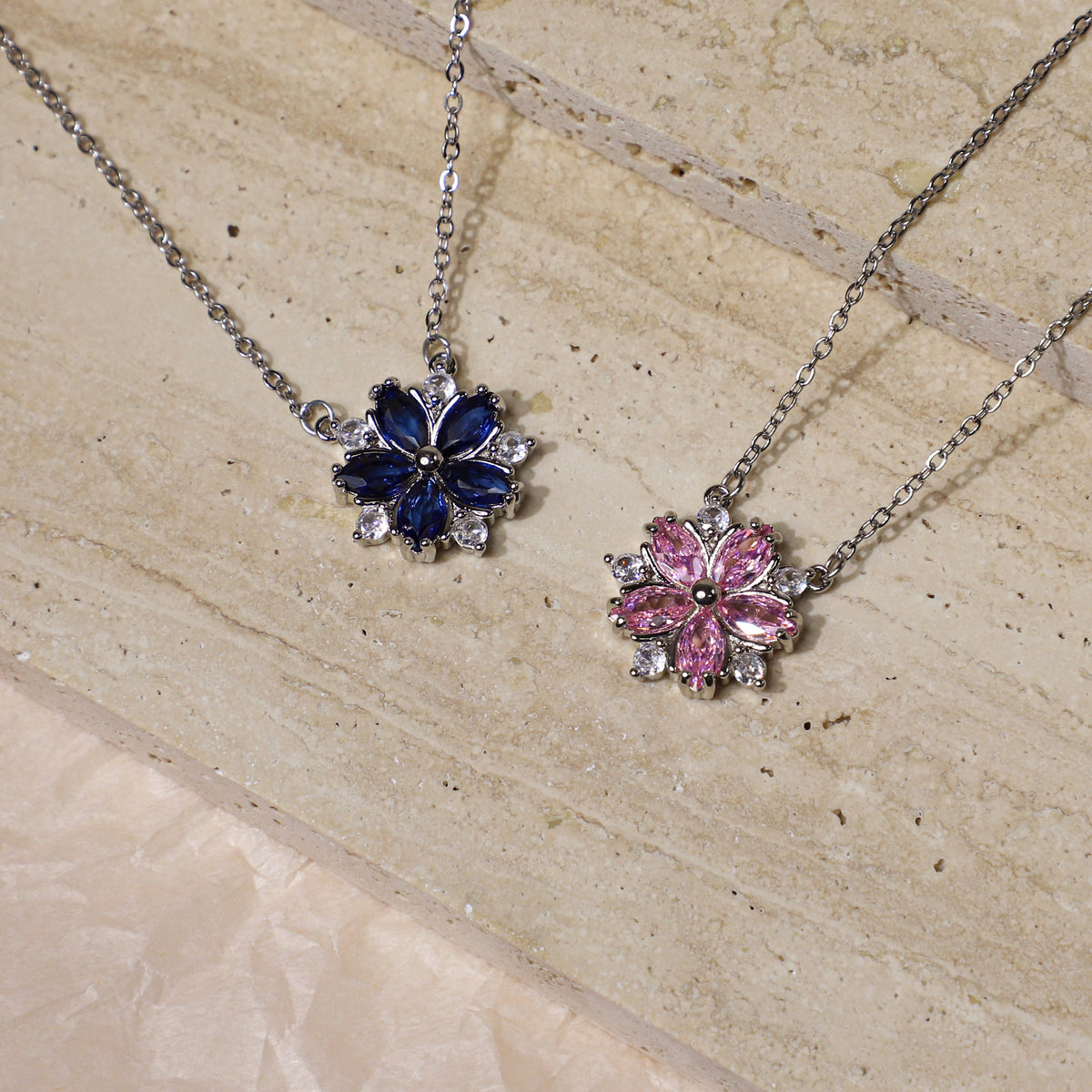 edoa Minimalist Dainty Floral Gemstone Necklace