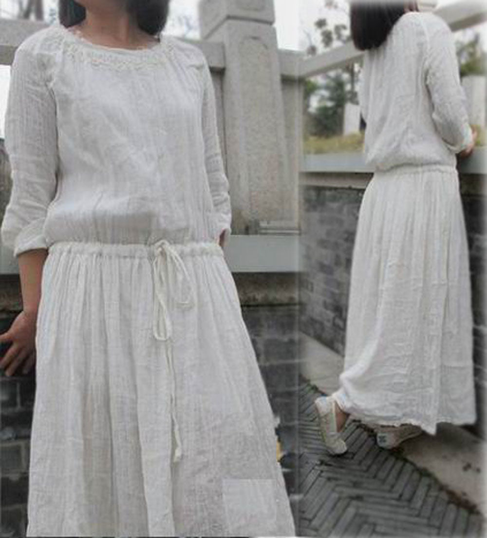 edoa Hand Embroidered Double layers Raw Edged Dress