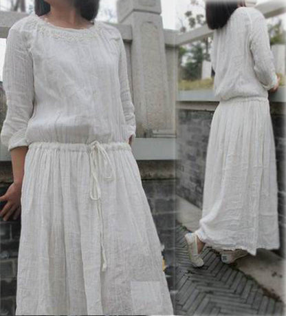 edoa Hand Embroidered Double layers Raw Edged Dress