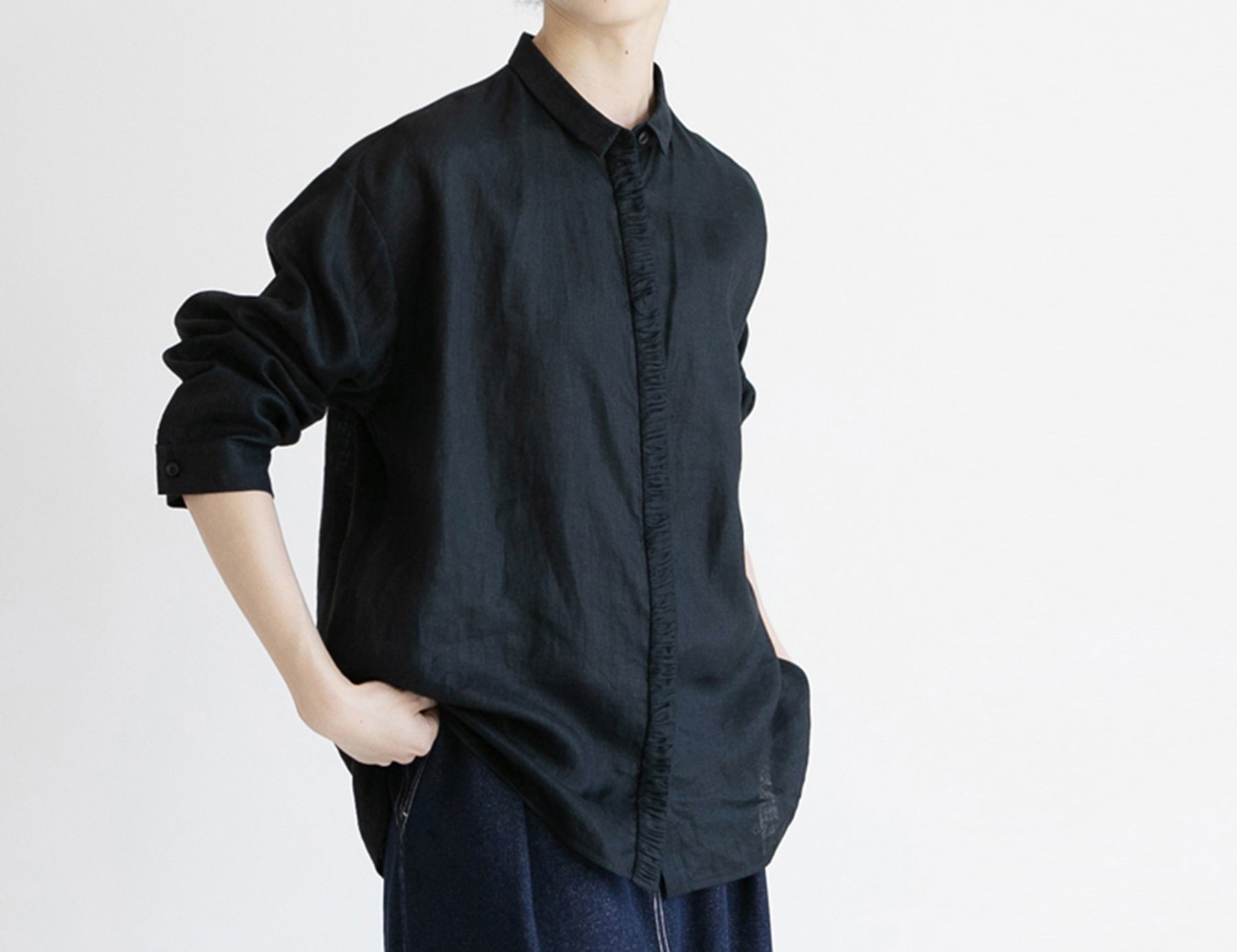 edoa Black Linen Shirt