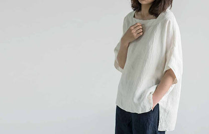 edoa Oversized Linen Summer Top