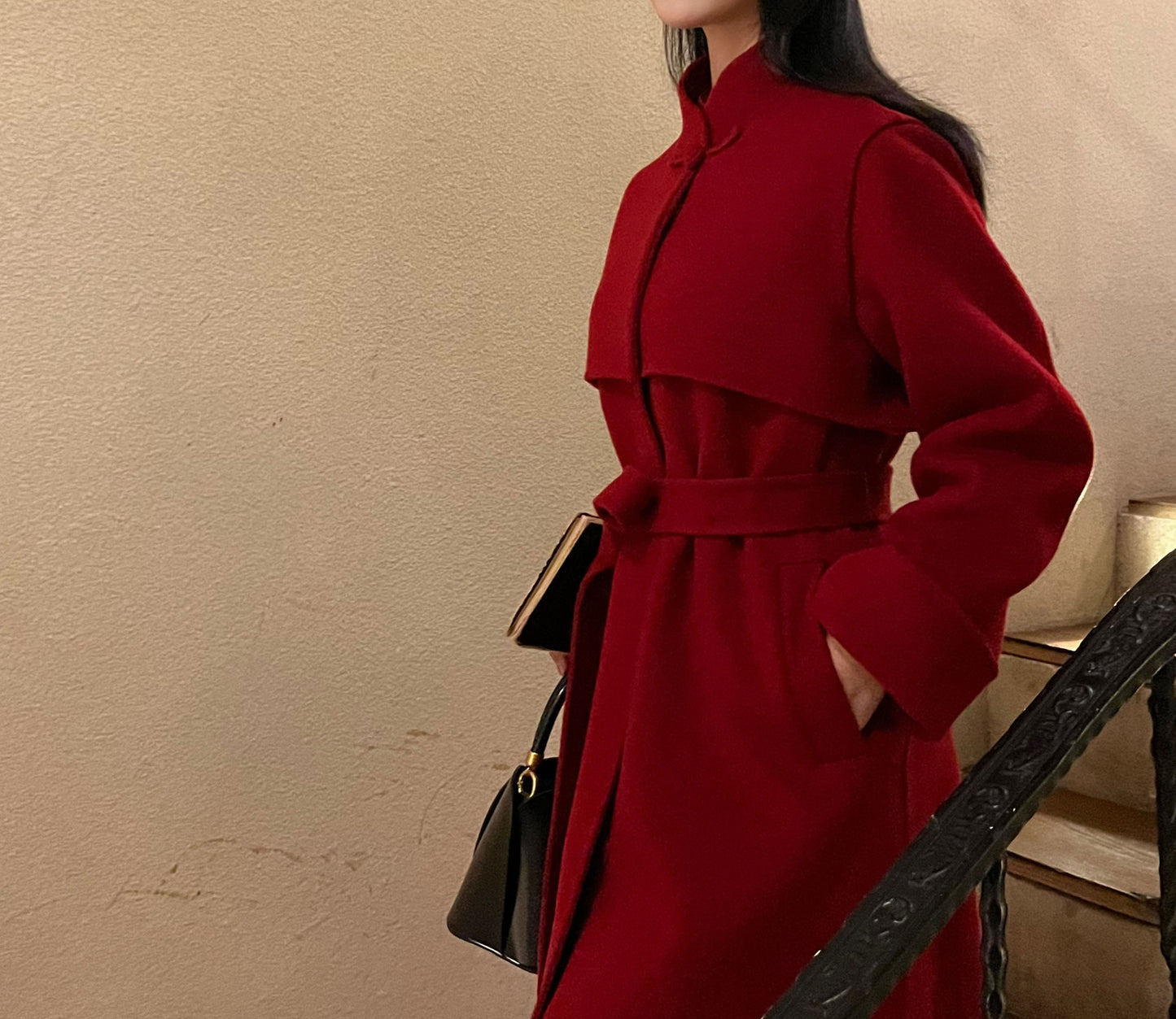 edoa Premium Double Faced Wool New Chinese Style Coat
