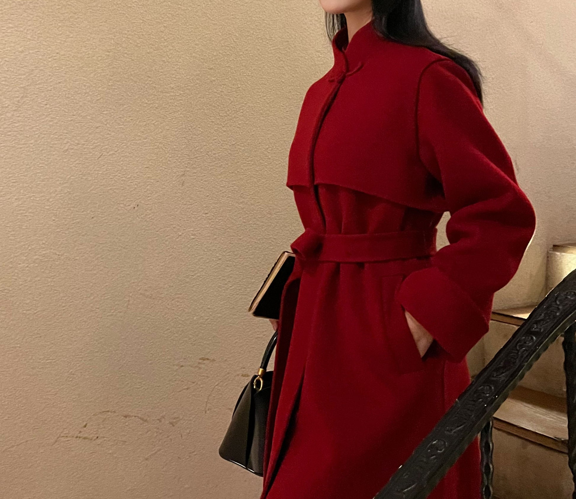 edoa Premium Double Faced Wool New Chinese Style Coat