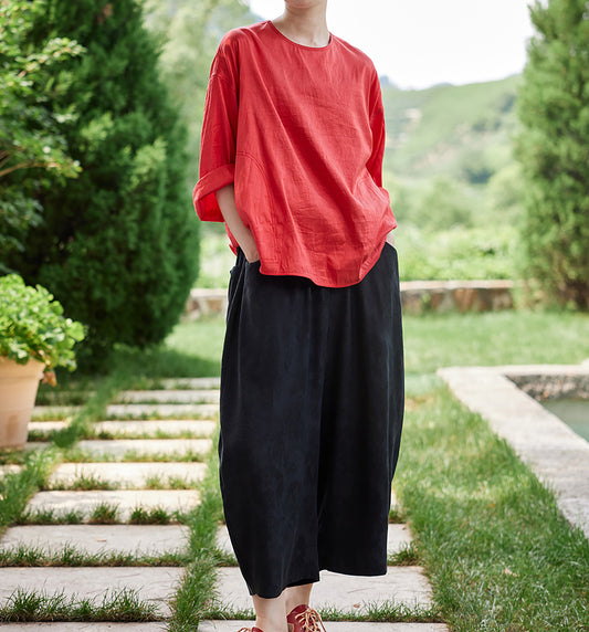 edoa Red Dupioni Silk Shirt 