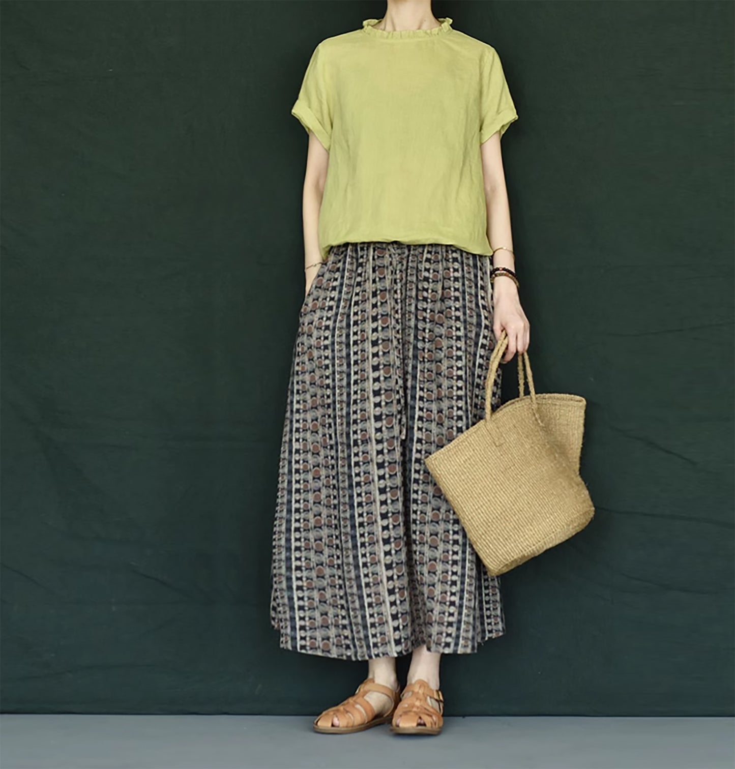 edoa Washed Linen Ruffle Shirt