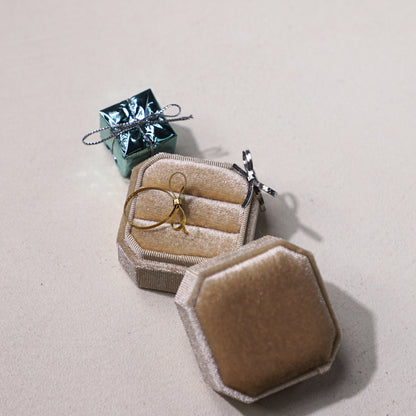 edoa Bowknot Ribbon Herringbone Ring